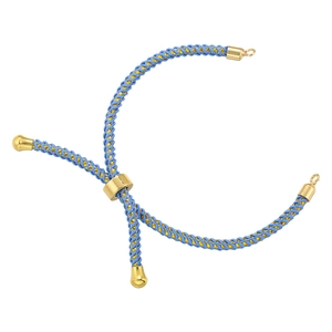 Verstellbares, 18K vergoldetes blaues geflochtenes Milan-Armband mit Gleitverschluss