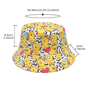 Bob à motif canard : circonférence 56-58cm, hauteur 8,5cm, bord 6cm pour hommes et femmes