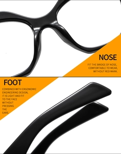Detail of ergonomic nose pads and temples on these black polygonal frames for comfort