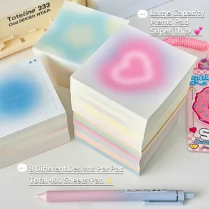 Gradient heart sticky notes set with 400 sheets and 8 patterns in macaron colors