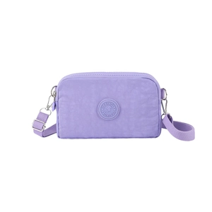 Borsa a tracolla in nylon viola impermeabile con tracolla regolabile e cerniere multistrato