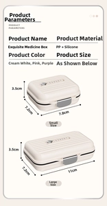 Size specifications for portable pill organizer with PP and silicone dimensions