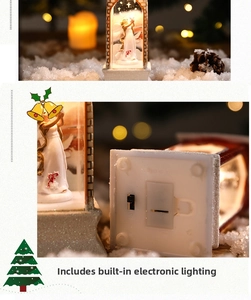 Close-up of white angel water globe base showing the power switch and battery slot