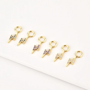 Lightning Bolt Hoop Earrings 925 Sterling Silver Gold Plated With Sparkling Cubic Zirconia Dainty Elegant Fashion Jewelry