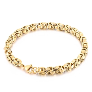 Bracelet chaîne épaisse en acier inoxydable doré minimaliste avec fermoir mousqueton robuste