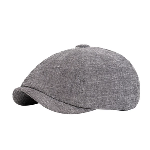 Classic grey textured herringbone newsboy cap for men featuring an octagonal vintage design