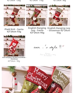 Details von Weihnachtsstrümpfen mit 3D-Puppen und Bestickung, Größe 42x24 cm für Deko