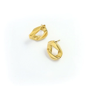 Macro de boucles d'oreilles géométriques torsadées plaquées or 18 carats pour femme
