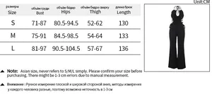 Size chart for women's cutout bodysuit showing bust, hips and length measurements in cm