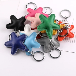 Vintage Leather Star Pendants DIY Keychain Bag Charms Accessories Metal Ring For Handmade Craft Women Girls Star Charms