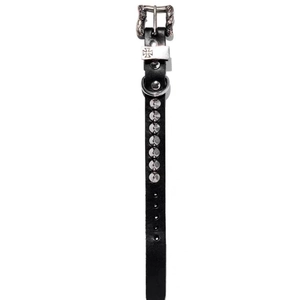 Punk rock black leather bracelet with silver rose rivets and metal cross charm