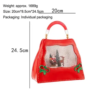 Christmas handbag lantern with Santa scene and swirling glitter, 24.5cm tall