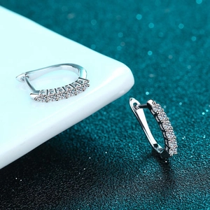 Elegant 925 sterling silver hoop earrings with sparkling moissanite stones