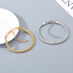 Bracciali a catena spiga regolabili in acciaio inossidabile oro e argento con moschettone