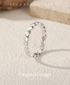 Macro shot of S925 sterling silver beaded ring with size 6 hallmark engraving