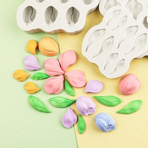 Tulip Flower Petal Leaf Silicone Mold For DIY Cake Decoration Chocolate Baking Fondant Resin Clay Crafting