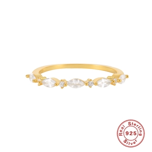 Detailed close-up of S925 sterling silver ring featuring marquise and round cut crystals