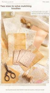 Macro detail of vintage textured paper with floral lace patterns for scrapbooking