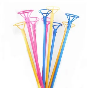 Colorful 40cm plastic balloon sticks with cups for party and wedding decorations