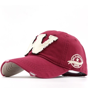 Casquette De Baseball Vintage En Coton Avec Broderie Lettre W Design Vieilli Déchiré Style Streetwear Chapeau Réglable Unisexe