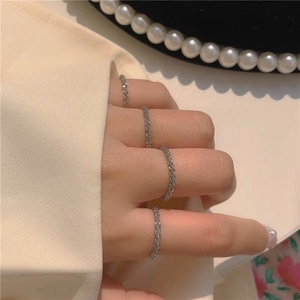 Sparkling silver stackable ring set for women made of durable titanium steel