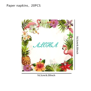 20PCS Hawaiian Aloha napkins with flamingo and tropical palm leaves for party decoration