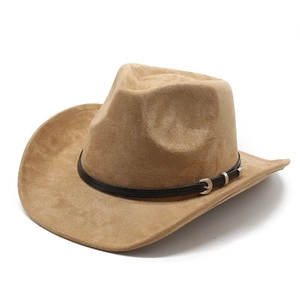 Chapeau de cowboy western kaki classique avec boucle noire et détails métalliques