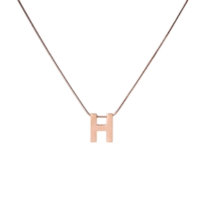 Elegant rose gold titanium steel necklace featuring a letter H pendant with fashion engraving