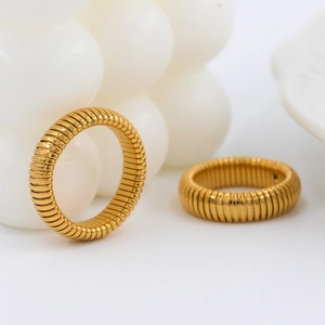 Chic gold Tubogas style spiral rings made of stainless steel for women fashion
