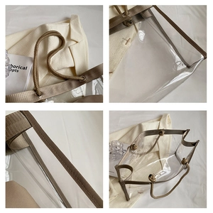 Detail view showing durable PVC texture, woven rope handles, and reinforced stitching