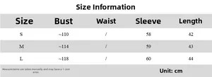 Detailed size chart for women long sleeve cropped hoodie with precise cm measurements