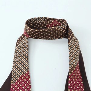 Women's casual fashion top with vintage geometric pattern and silk texture details