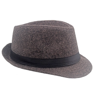Klassischer brauner Wollfilzhut für Herren mit schwarzem Band für Herbst und Winter
