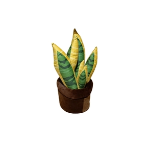 Plante serpent en peluche mignonne avec feuilles rayées vertes et pot marron rembourré