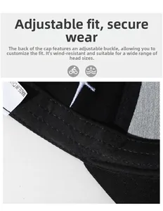 Detail view of cotton baseball cap interior showing sweatband and adjustable strap