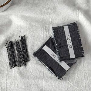 Metal Bobby Pins Black Wave Shape Non-Slip Hair Clips For Women Girls Daily Styling Basic Accessories