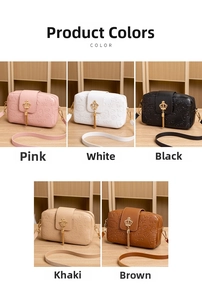 Selection of colorful crossbody bags with embossed patterns and gold crown tassels