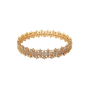 Vintage 18k gold plated openwork bangle with triple rows of sparkling cubic zirconia
