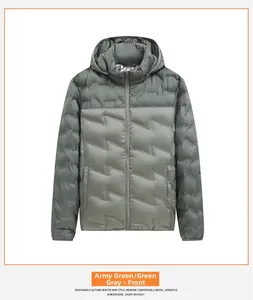 Detailansicht der Herren Graphene-Winterjacke in Dunkelgrün und Grau Colorblock-Design