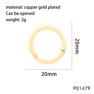 Detail von 20mm goldenem Hufeisenverschluss aus Kupfer mit Maßangaben und Gewicht