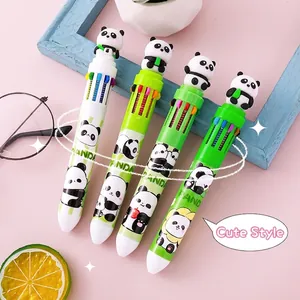 Panda Ballpoint Pen Plastic Multi Color Retractable Writing Stationery School Office Supplies Cartoon Animal Topper