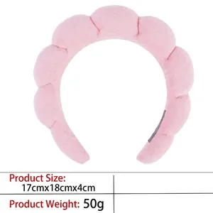 Detailed pink plush cloud headband dimensions 17x18x4cm with soft flannel texture