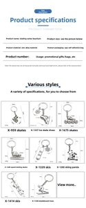 Detailed size chart for zinc alloy ice skate and ski keychain gift accessories