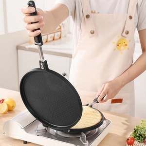Commercial grade non-stick egg roll maker with ergonomic handle for gas stove baking
