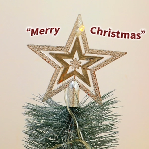 60cm LED Christmas tree topper with lighted hollow golden star and pine needle branches