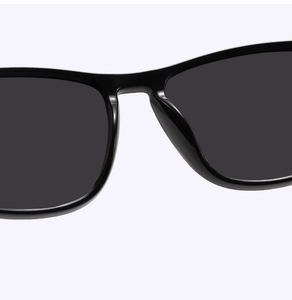 Macro shot of smooth integrated nose pads on classic black sports sunglasses frames
