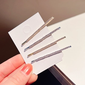Sparkling Rhinestone Hair Clips Alloy Metal Elegant Bobby Pins Side Fringe Minimalist Headwear For Women Girls