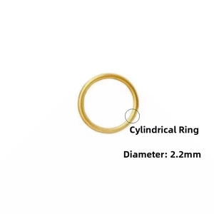 Detail view of 2.2mm diameter gold titanium steel ring with elegant matte texture