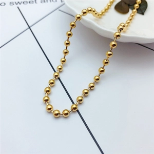 Elegant 18K gold plated beaded ball chain necklace in a minimalist Korean style for women