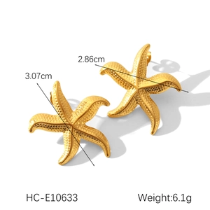 Spécifications de taille des boucles d'oreilles étoile de mer avec dimensions et poids